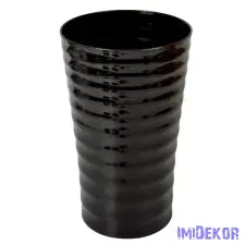  Műanyag váza hullámos oldalú D19cm M32cm - Grafit dekorációs kellék