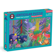 Mudpuppy puzzle lencseszerű hatással Erdő nappal, éjszaka 75 db puzzle, kirakós