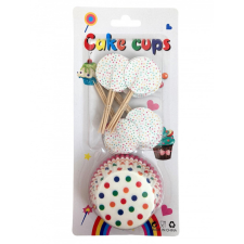  MUFFIN PAPÍR BESZÚRÓ PÁLCIKÁVAL, VEGYES MINTÁS party kellék