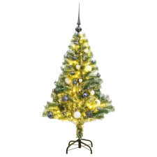  műkarácsonyfa 150 LED-del, gömbszettel és hópehellyel 120 cm műfenyő