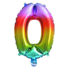 Multicolour Metallic mini 0-ás szám fólia lufi 33 cm party kellék