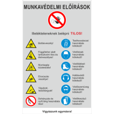  Munkavédelmi előírások! - műanyag, 600*1000 információs tábla, állvány