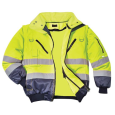. Munkavédelmi kabát, jól láthatósági, 3 az 1-ben, M méret Hi-Vis, sárga-tengerészkék (MED181)