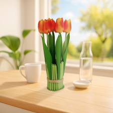  Műnövény dekoráció - tulipán - narancssárga - 26 x 6,5 cm dekoráció