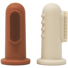 MUSHIE Finger Toothbrush ujjra húzható fogkefe gyermekeknek Clay/Shifting Sand 2 db fogkefe