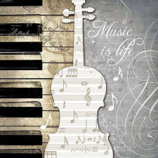  Music is Life papírszalvéta - zongorabillentyűs asztalterítő és szalvéta