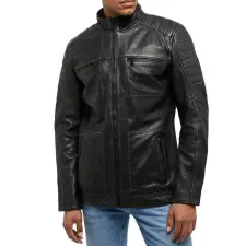 Mustang Mustang Erdeti Bőr Motoros Stílusú Férfi Kabát motoros kabát