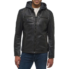 Mustang Valódi Bőrkabát Kapucnival férfi kabát, dzseki