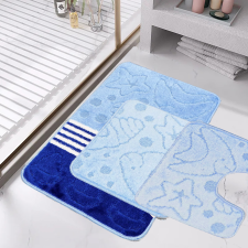 My carpet company kft Fürdőszobai szőnyeg 3 részes - DEN kék csíkos kagylós fürdőszoba kiegészítő