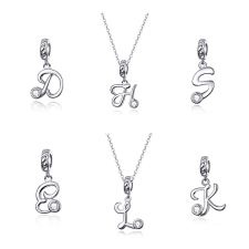  MyCharm Betűk Cirkónia Kristályos S925 Ezüst Charm & Medál – L medál