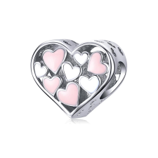  MyCharm Rózsaszín Szívek 925 Ezüst Charm medál