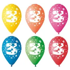 N/A Léggömb 26cm - 3-as szám (5db) party kellék
