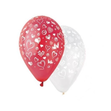 N/A Léggömb 30cm - Piros Szivecske (10db) (11-PRINTSZIVES) party kellék