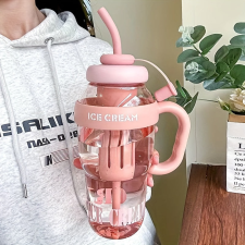 Nagy kapacitású 1200 ml-es műanyag sport vizespalack fogantyúval és szívószállal kulacs, kulacstartó