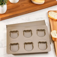  Nagy macskafej mintás sütőforma fedővel-6 adagos 23,5x34,5cm sütés és főzés