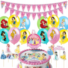 NAGY SZÜLETÉSNAPI KÉSZLET HERCEGNŐK LÉGGÖMBÖK TOPPER FÜZÉR PARTY 47EL party kellék