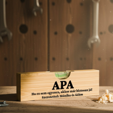 NagyAjándék Feliratos bambusz vízmérték apáknak – vicces ajándék sörnyitóval egyedi ajándék