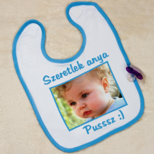 NagyAjándék Fényképes bébi előke - kék egyedi ajándék