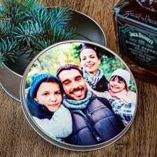 NagyAjándék Fényképes, kör alakú fémdoboz egyedi ajándék