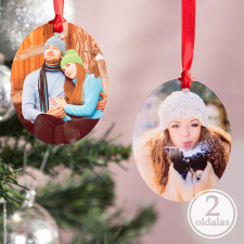 NagyAjándék Fényképes ovális karácsonyfadísz 2 fényképpel karácsonyfadísz