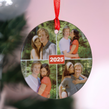 NagyAjándék Fényképes üveg karácsonyfadísz 4 képpel karácsonyfadísz