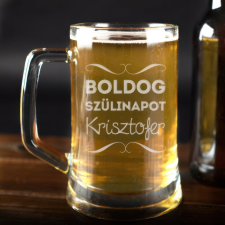 NagyAjándék Homokfúvott szülinapi söröskorsó egyedi ajándék