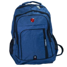  Nagyméretű hátizsák, iskolatáska, 4 cipzáras rekesz, kék iskolatáska