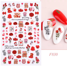 Nail-Art Körömmatrica - F830 Love Valentin Maci körömdíszítő