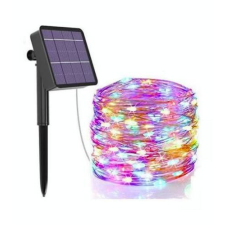 Napelemes 100 micro LED-es fényfüzér 10 m - színes kültéri izzósor