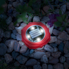 Napelemes kerti lámpa kör alakú, hidegfehér LED 10,5cm kültéri világítás