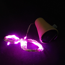  Napelemes LED-es borosüveg világítás - rózsaszín színű- 2m party kellék