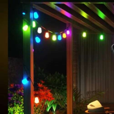 Napelemes vízálló dekoratív RGB fényfűzér 10 LED izzóval, villogó funkcióval karácsonyfa izzósor
