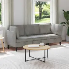  Nappali bútor szett párnával 3 pcs Világosszürke Bársony bútor