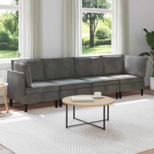 Nappali bútor szett párnával 4 pcs Sötétszürke Bársony bútor