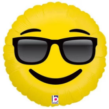  Napszemüveges Emoji fólia lufi - 46 cm party kellék