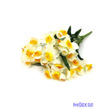  Nárcisz 9 ágú selyem csokor 48cm - Fehér dekorációs kellék