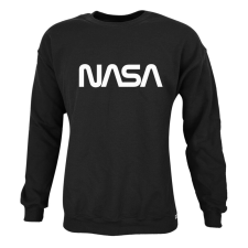 Nasa Worm környakú pamut pulóver - fekete férfi pulóver, kardigán