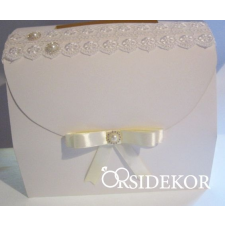  Nászajándékgyűjtő doboz/persely csipkével, szalaggal és gyönggyel dekorációs kellék