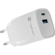 Natec Ribera GaN USB-C / USB-A Hálózati töltő - Fehér (30W) (NUC-2140) mobiltelefon kellék