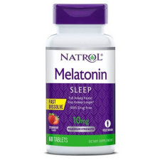 Natrol Melatonin, 10 mg, 60 db, gyors felszívódású, eper íz, Natrol vitamin és táplálékkiegészítő
