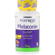 Natrol Melatonin, 3 mg, 90 db, gyors felszívódású, epres Natrol vitamin és táplálékkiegészítő