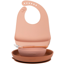 Nattou étkészlet szilikon 4 részes elõkével pink babaétkészlet
