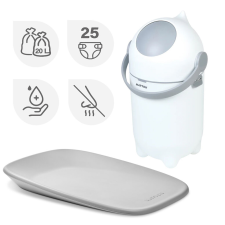 NATTOU Pelenkakosár Dropy és pelenkázó alátét Softy White/Grey 50x70 cm pelenkázó matrac