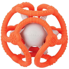 Nattou rágóka, szilikon, 2in1, BPA mentes, 10cm - narancs-szürke rágóka