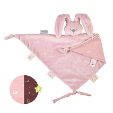 Nattou szundikendő plüss foszforeszkáló Lapidou Maxi - Nyúl pink bébiplüss