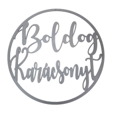Natúr fa - Boldog karácsonyt körben ezüst 37cm dekorációs kellék