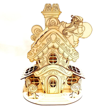  Natúr fa cukorkaház Mikulással. Mérete: 23x29,5x13 cm. Lapraszerelten szállitjuk. dekorációs kellék