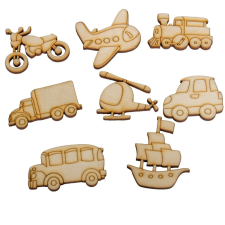  Natúr fa járművek 3-4cm 8db-os csomag dekorációs kellék