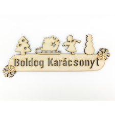 Natúr fa - Karácsonyi figurás koszorúdísz 20cm dekorációs kellék