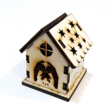  Natúr fa kicsi házikó, mérete: 4,2x4,5x5,5 cm dekorációs kellék